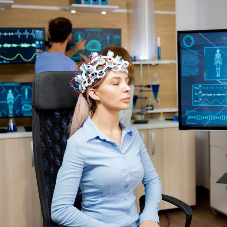 woman undergoing brain mapping